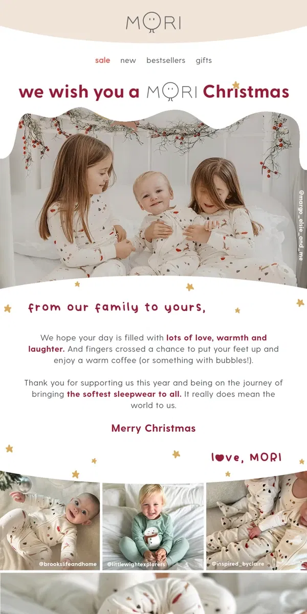 Email from MORI. We wish you a MORI Christmas 🎄