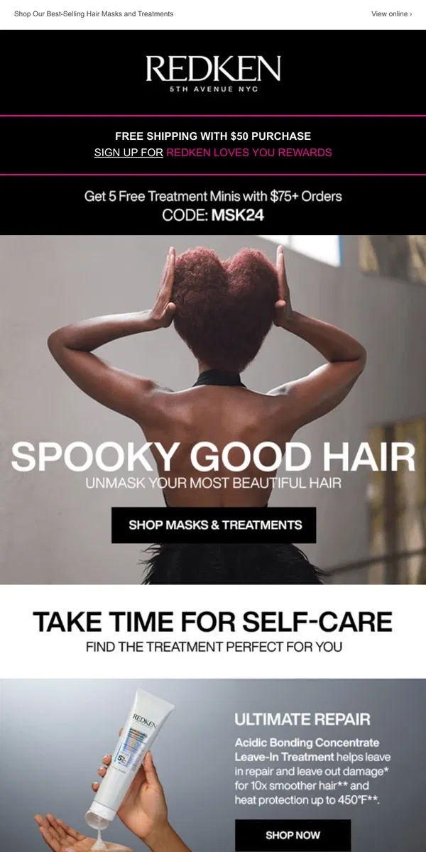 Email from Redken. Get Spooky Good Hair