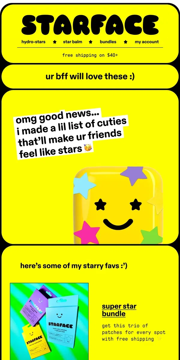 Email from starface. CUTE STARS 4 CUTE FRIENDS 💝⭐