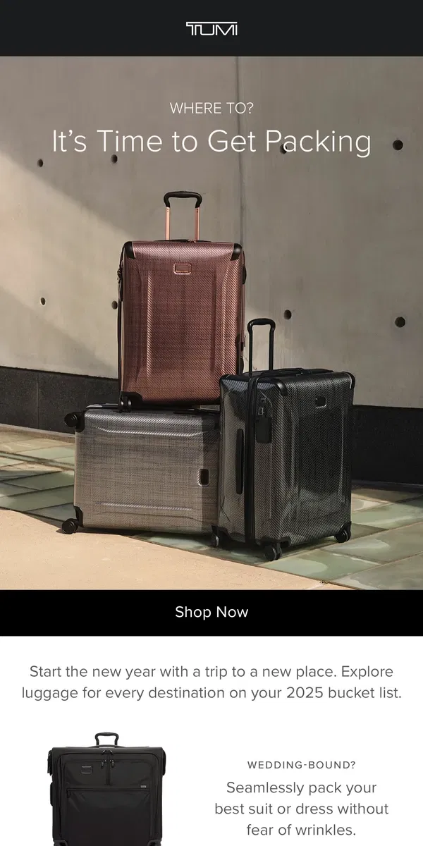 Email from Tumi. Your 2025 Travel Refresh