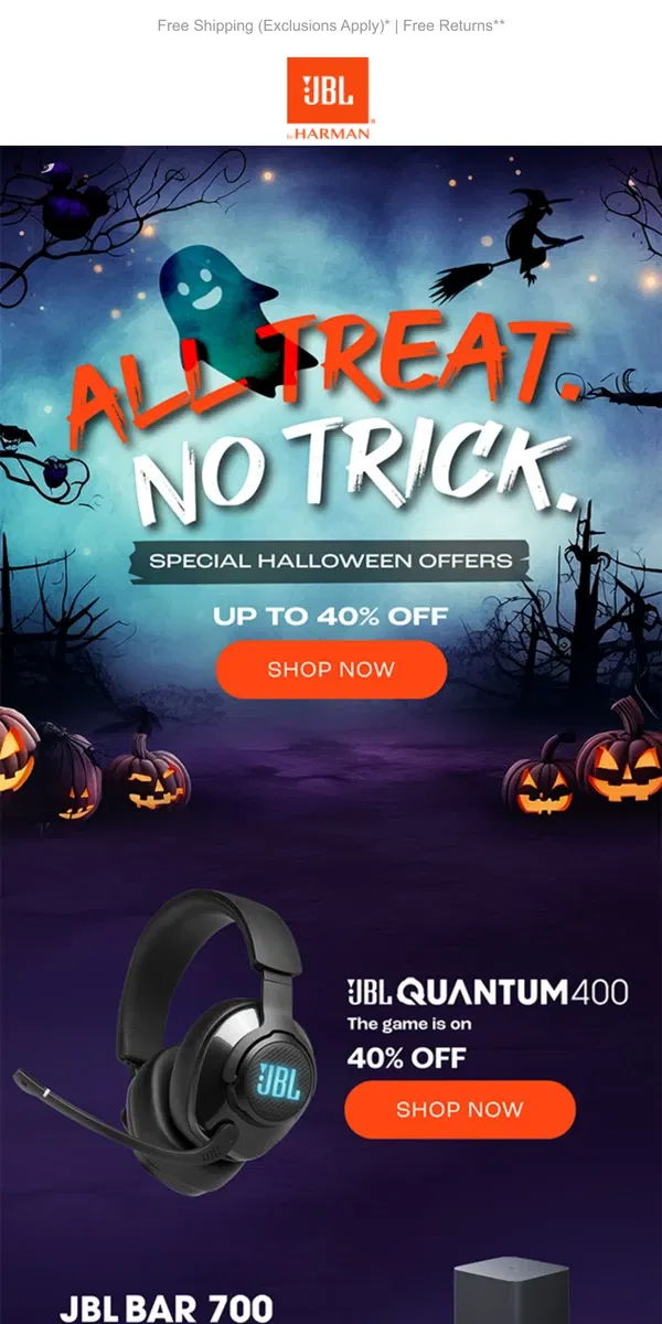 Email from JBL. 👻 Don’t Ghost These Deals: Save Up to 40% Today!