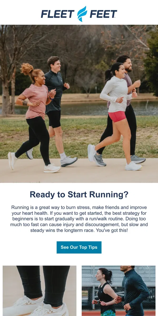 Email from Fleet Feet. Calling all new runners!