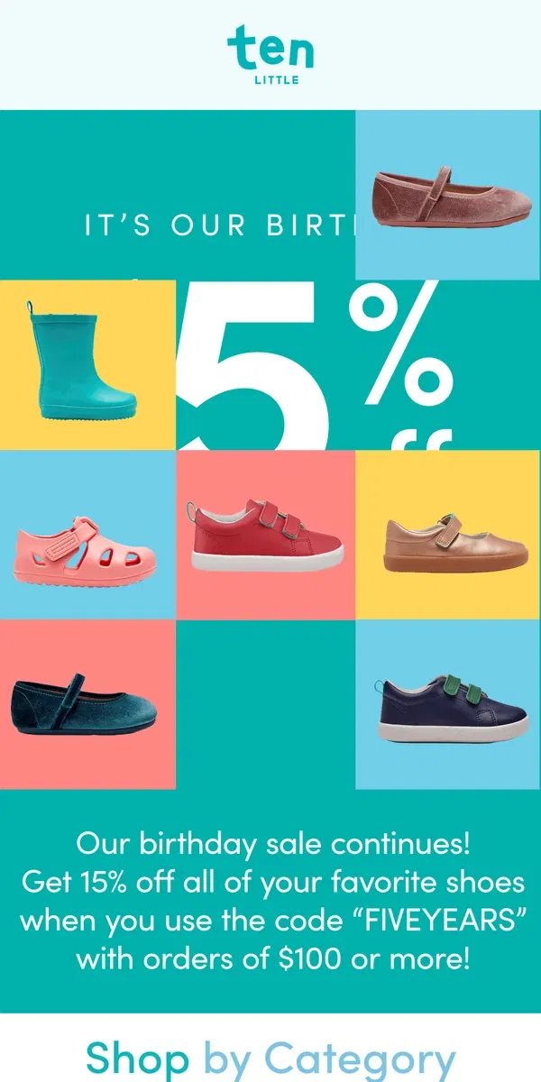 Email from Ten Little. 15% off all shoes? Yes, please!