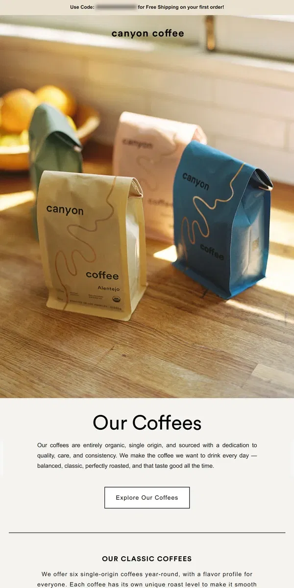 Email from Canyon Coffee. What Coffee Should I Get?