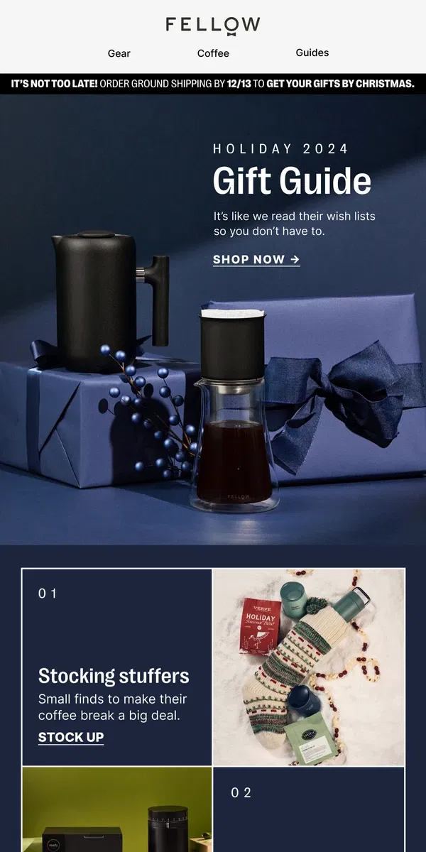 Email from Fellow. Our holiday gift guide: 100% re-gift-proof