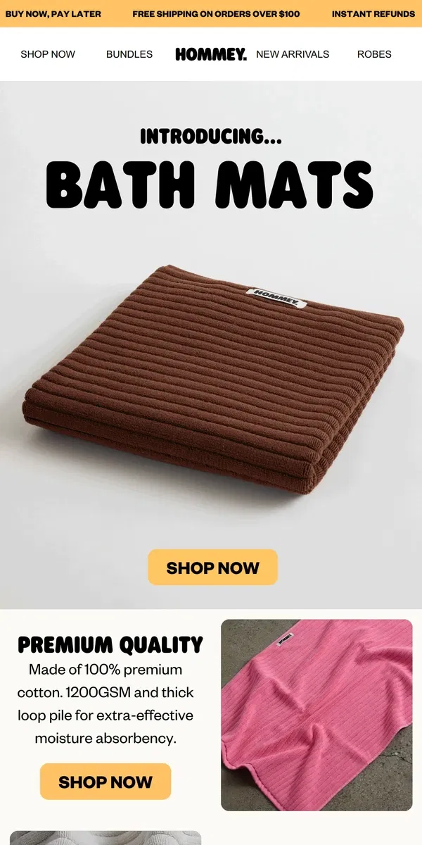 Email from Hommey. NEW IN: Bath Mats 🛁