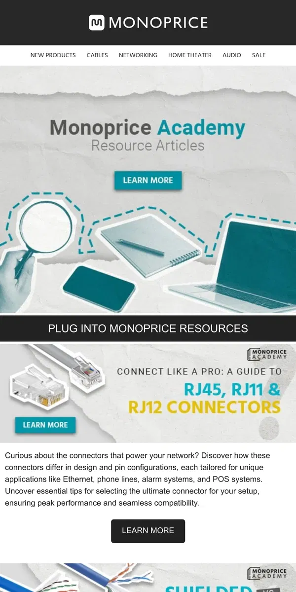 Email from Monoprice. Cable Talk & More: Your Guide to Better Connections 🔌