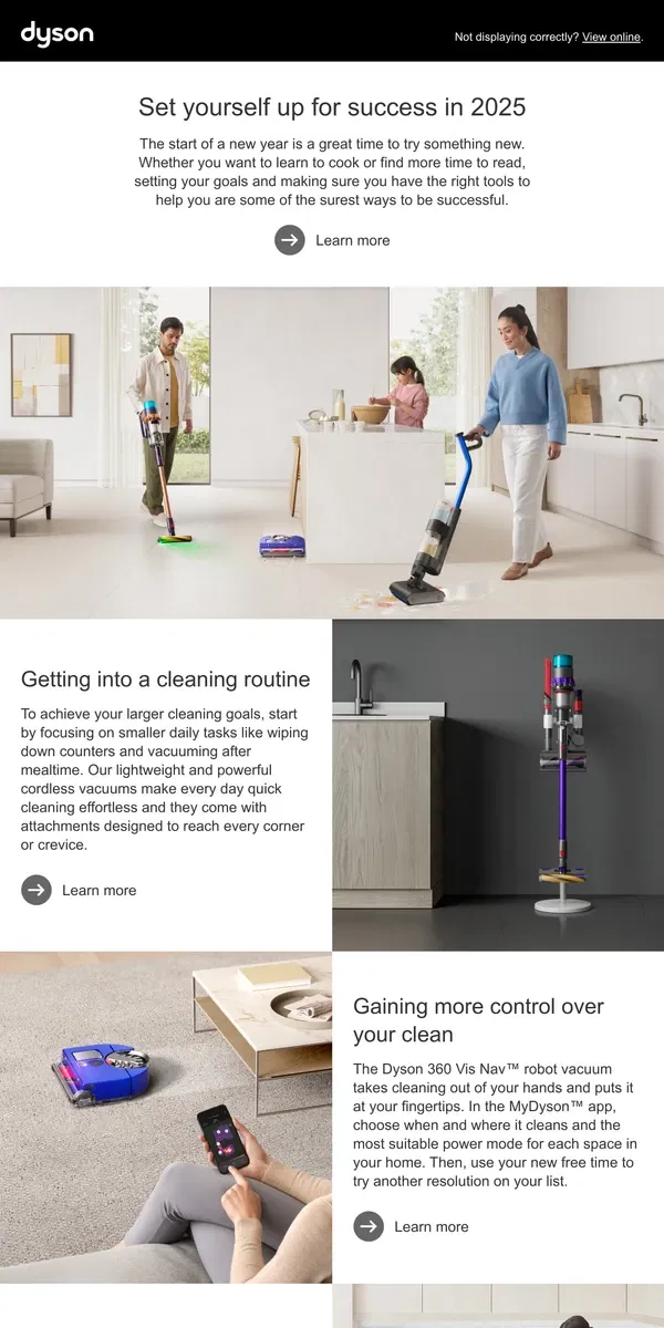 Email from Dyson. Clean smarter, not harder in 2025