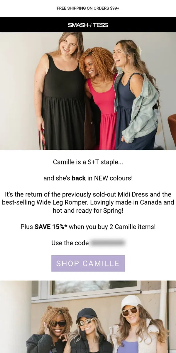 Email from Smash + Tess. Your NEW Camille Styles are Waiting for You!