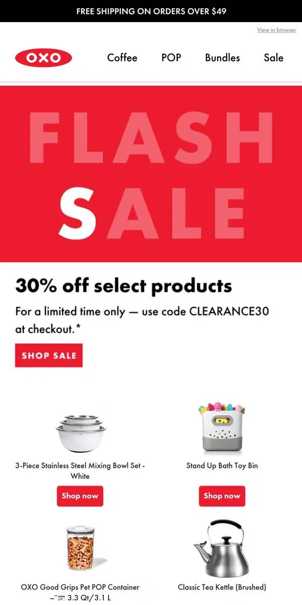 Email from OXO. [30% Off] Don't miss our clearance sale