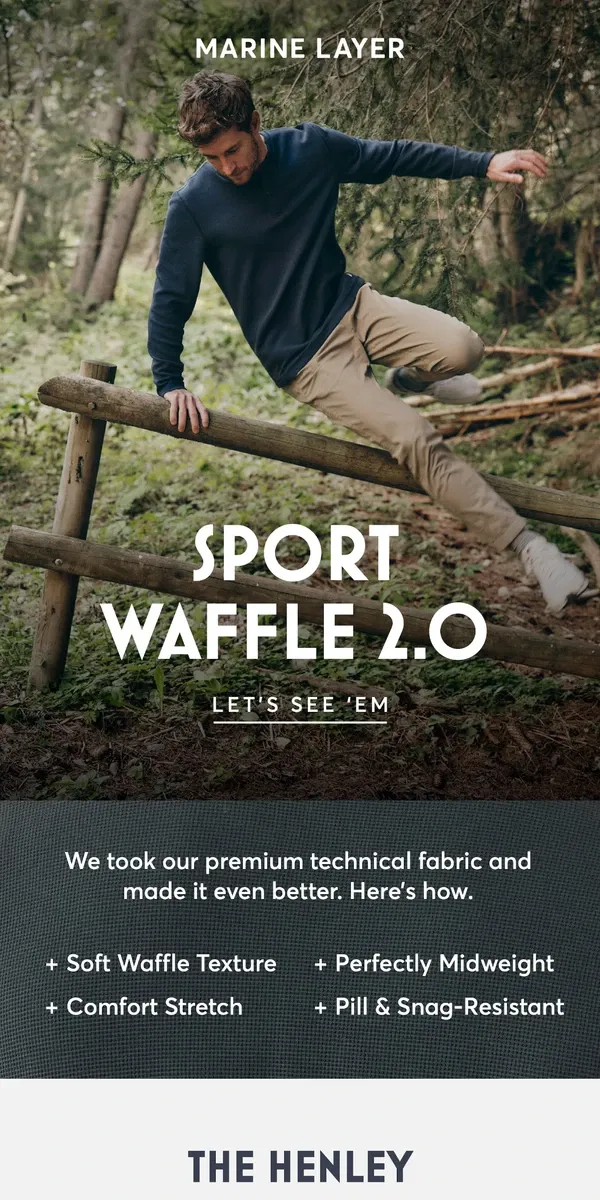 Email from Marine Layer. The All-New Sport Waffle 2.0