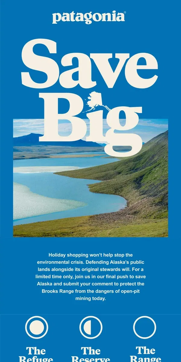 Email from Patagonia. Save Big