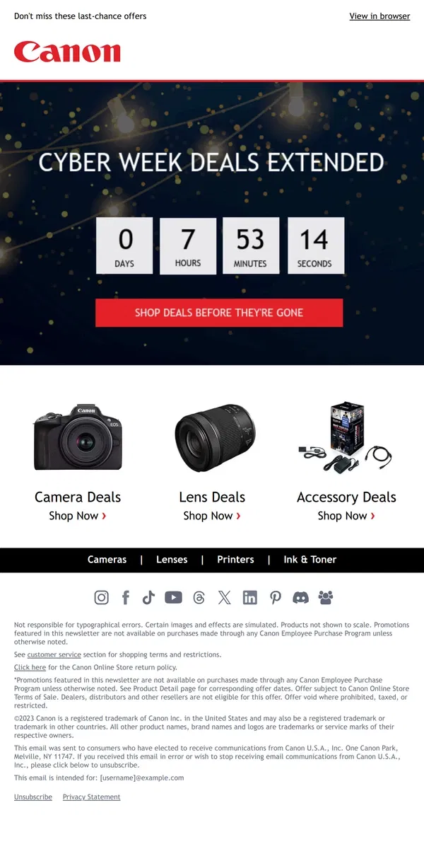 Email from Canon. It's the final countdown ⏰