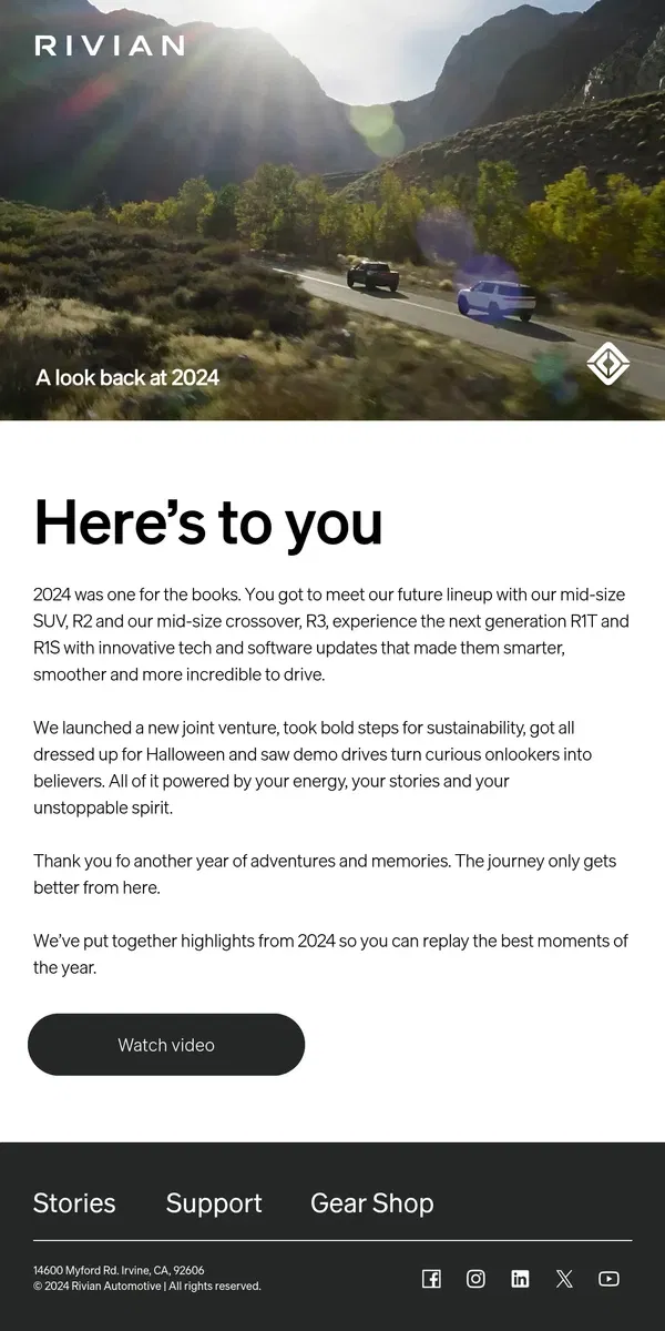 Email from Rivian. Let’s hit replay on 2024