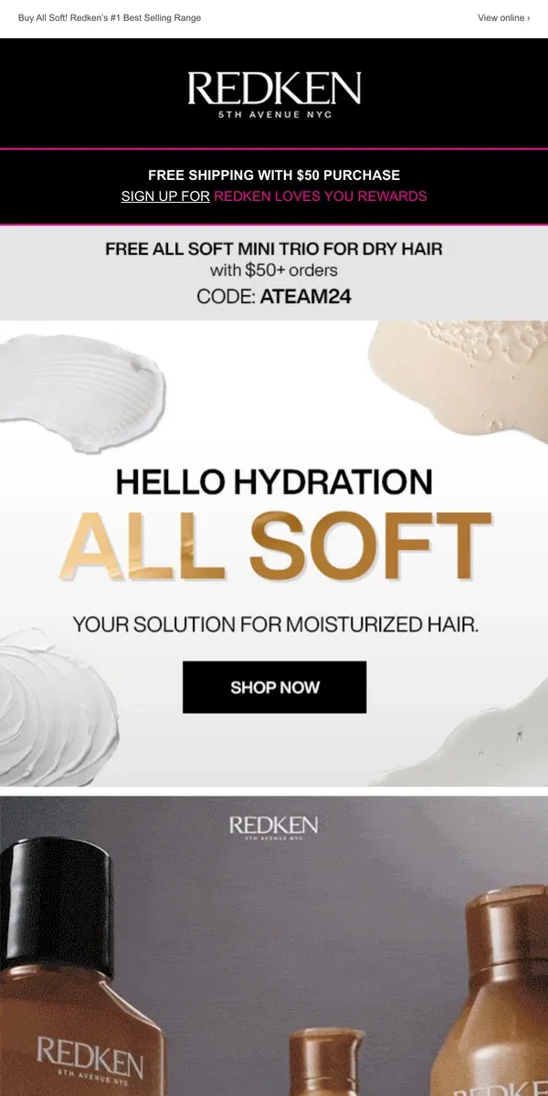 Email from Redken. Meet True Hair Hydration💧