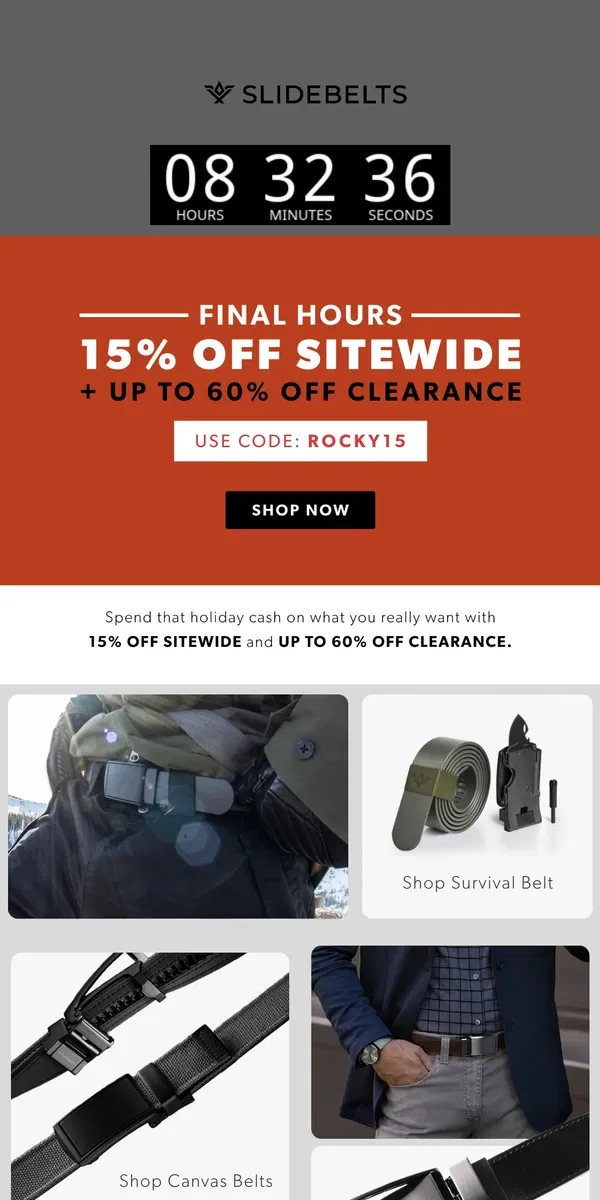 Email from SlideBelts. 🥊 FINAL HOURS 🥊 Boxing Day 🥊 15% off sitewide!