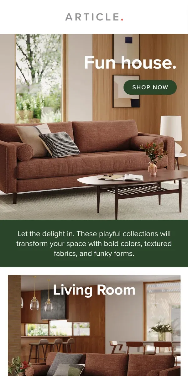 Email from Article. Playful furniture collections