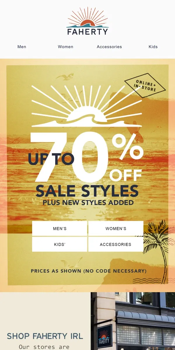 Email from Faherty. Final Hours: Up To 70% Off Sale