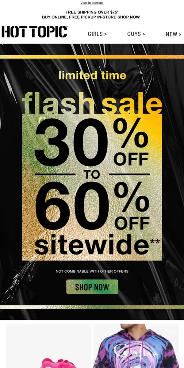 Email from Hot Topic. Saturday Savings! 🤯 Score 30%-60% Off today