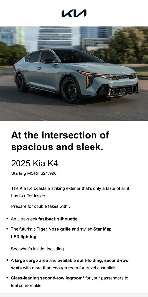 Email from Kia. Correction: [Name], discover the thrill of a new Kia today.