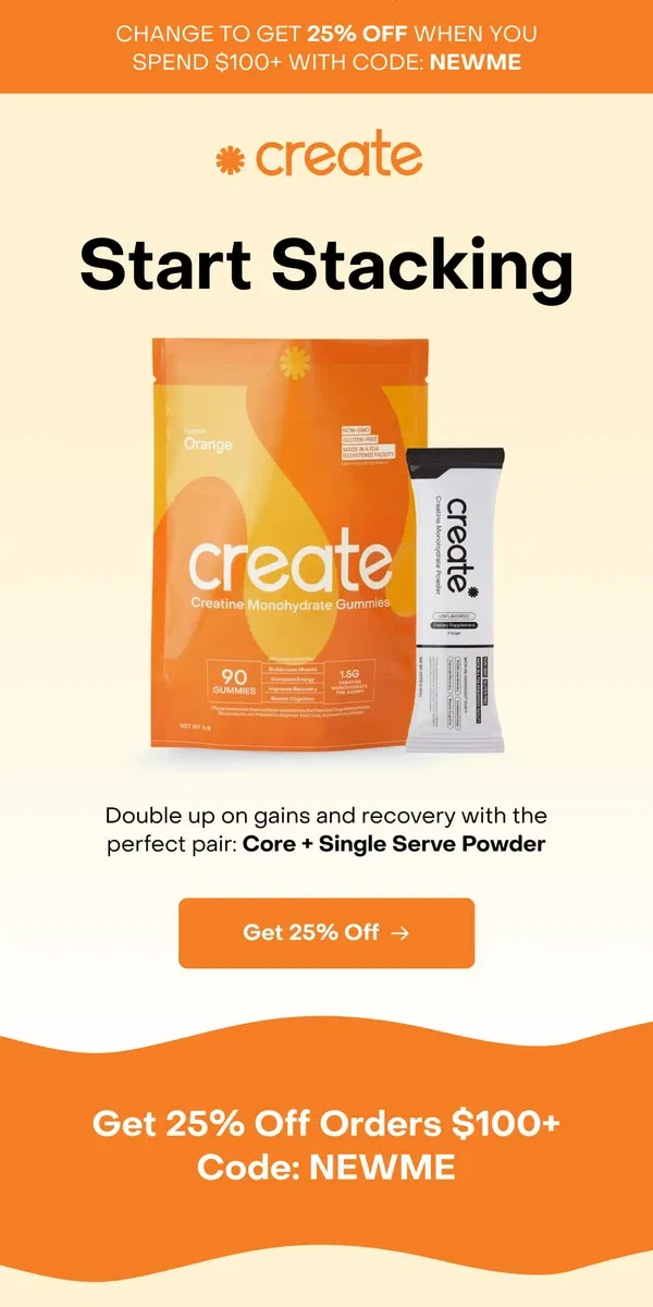 Email from Create Wellness. The perfect stack