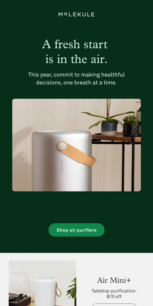 Email from Molekule. Take up to $200 off during the New Year, New Air Sale