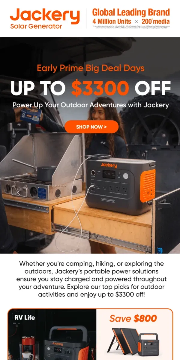 Email from Jackery. ⭐Enjoy up to $3300 off Jackery Outdoor Solutions for your adventures!