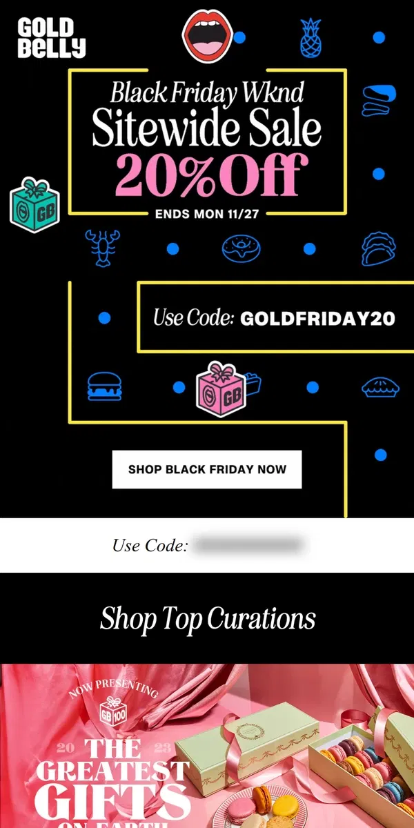 Email from Goldbelly. 20% OFF Black Friday Starts NOW!