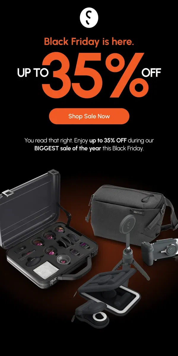 Email from ShiftCam. BLACK FRIDAY SALE ALERT: Shop up to 35-50% OFF Now.