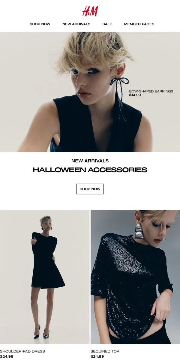 Email from H&M. New in: Halloween accessories