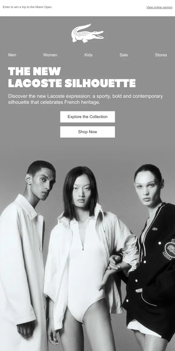 Email from Lacoste. The Evolution of the Lacoste Silhouette