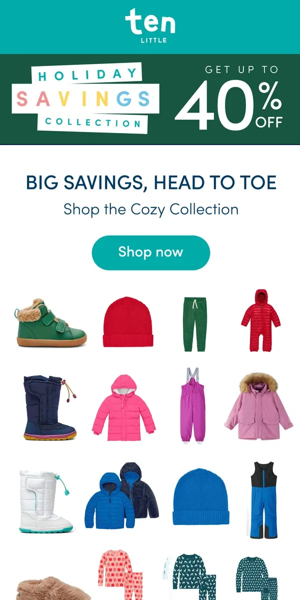 Email from Ten Little. BIG Savings from head to toe!