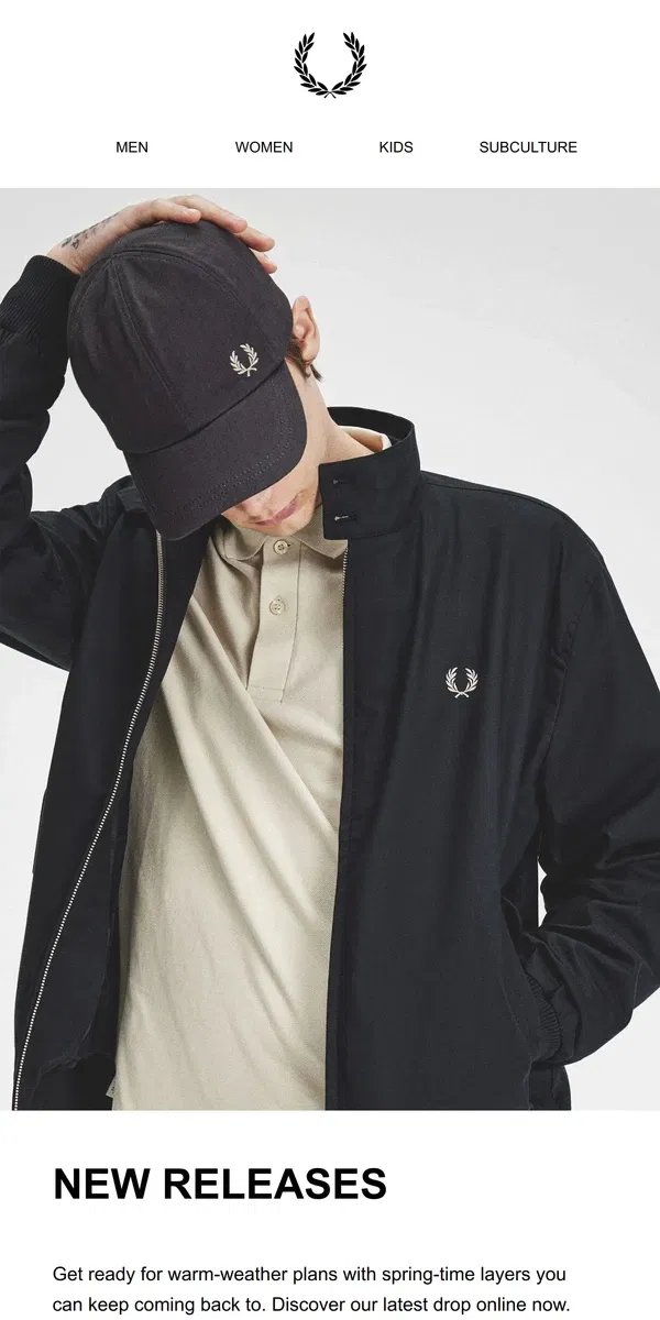 Email from Fred Perry. New Releases