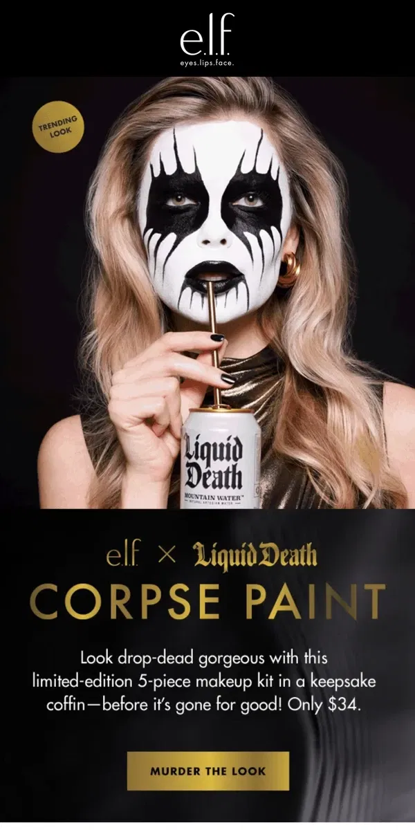 Email from e.l.f.. TRENDING LOOK 💀🔥 CORPSE PAINT 