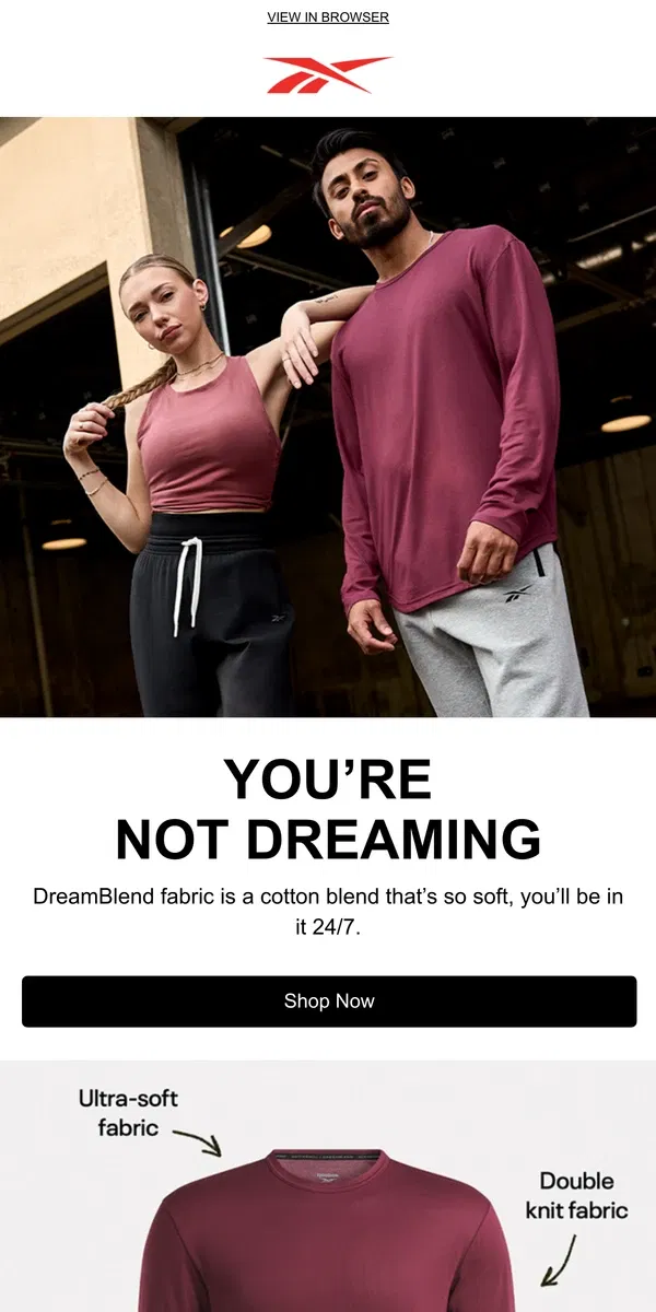 Email from Reebok. New DreamBlend is here