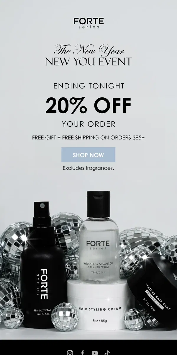 Email from Forte Series. Last call for 20% off your Forte order