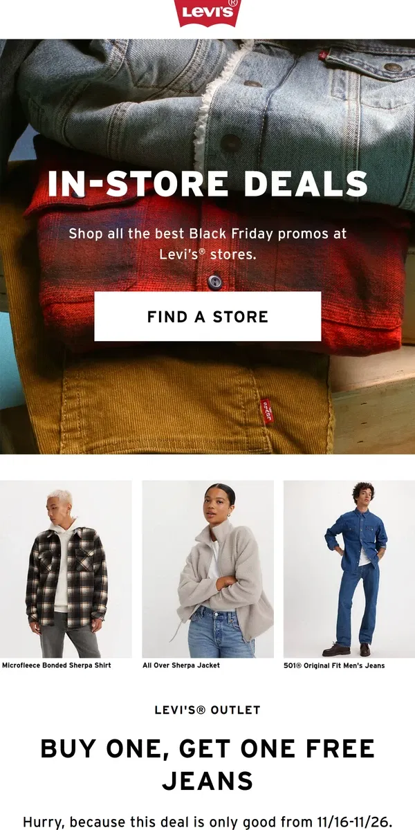 Email from Levi's. These Black Friday deals are *chef’s kiss*