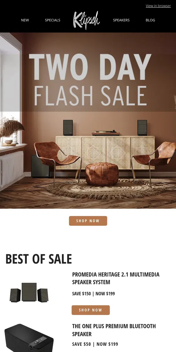 Email from Klipsch. Prime Day is Cool, But Our Flash Sale is Cooler!