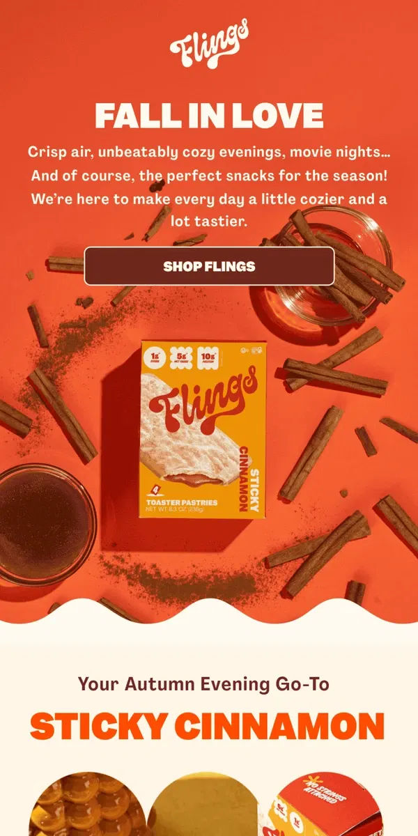 Email from Flings. The perfect fall snack 🍂