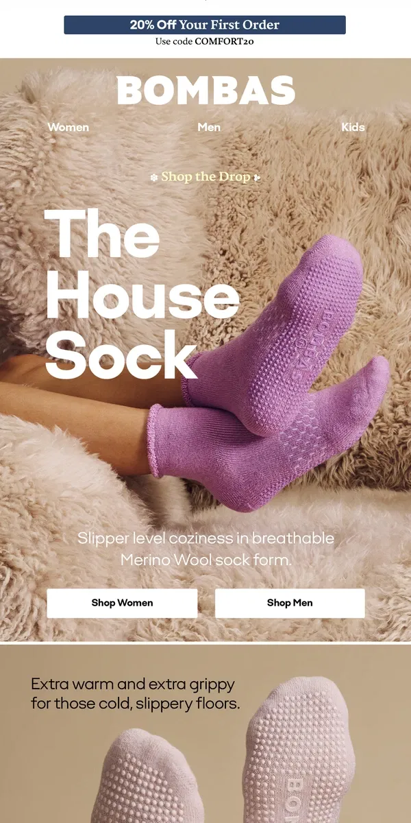 Email from Bombas. Our Plushest House Socks Are Back