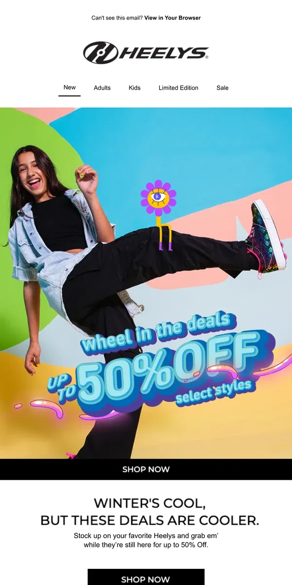 Email from Heelys. 50% OFF!⏰Time is Running Out