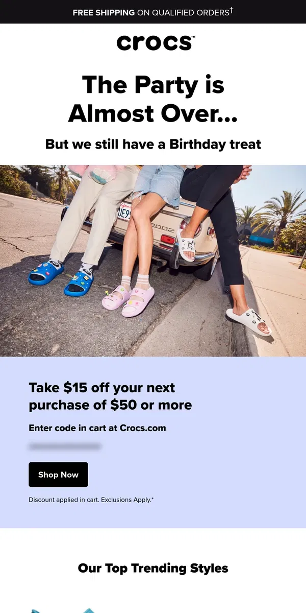 Email from Crocs. Don't miss out on your special birthday offer!