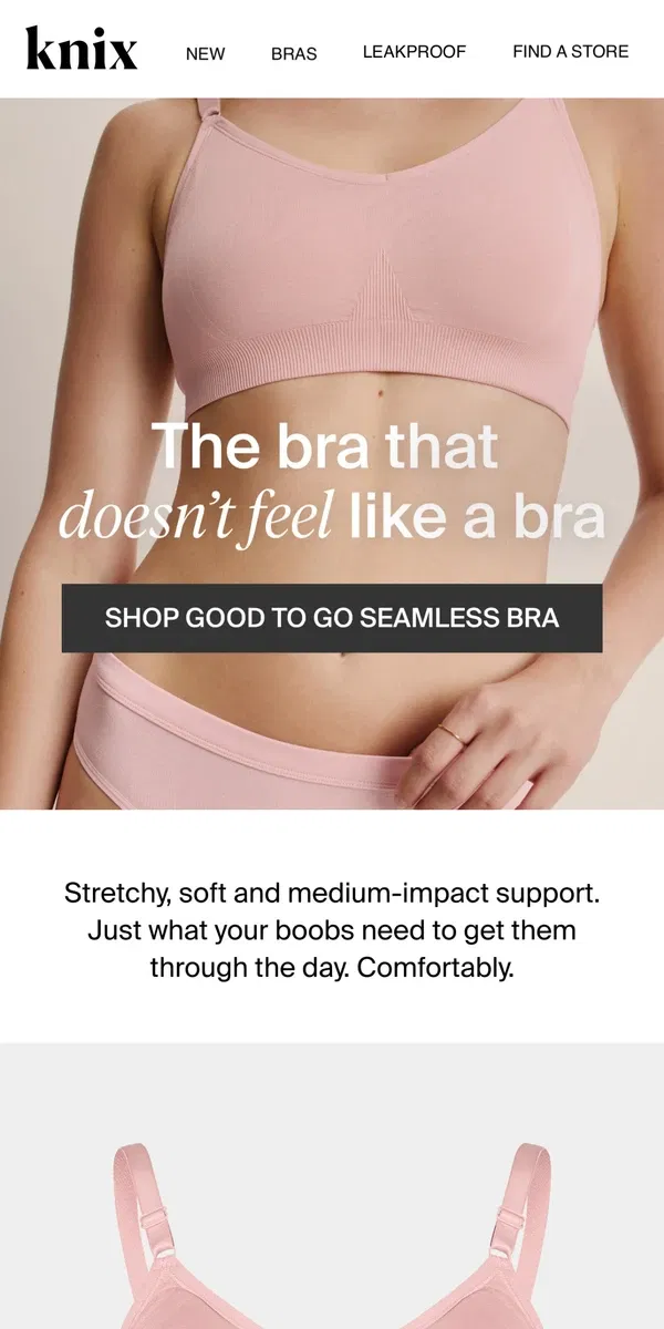 Email from Knix. The all-purpose, all-comfort bra😌