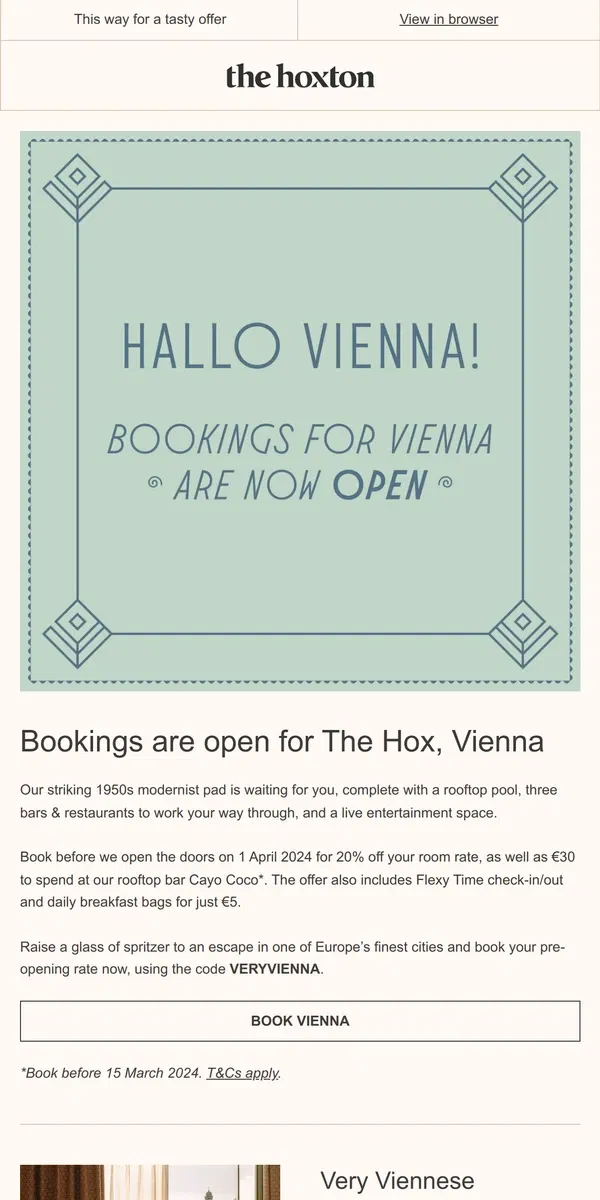 Email from The Hoxton. The Hox, Vienna is coming...