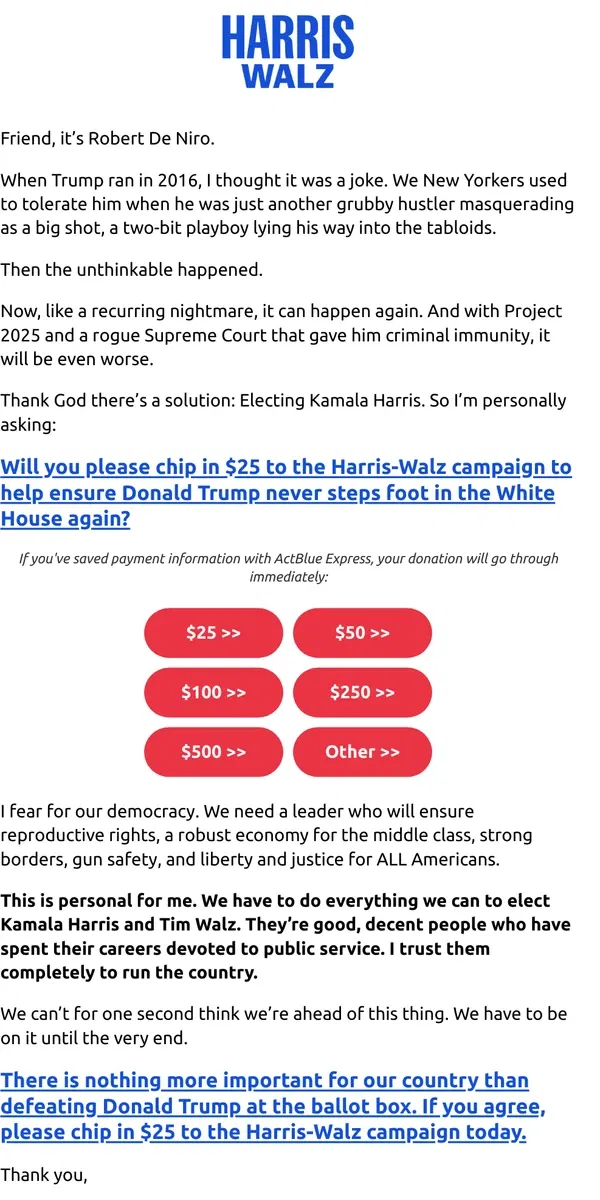 Email from Kamala Harris. I thought it was a joke