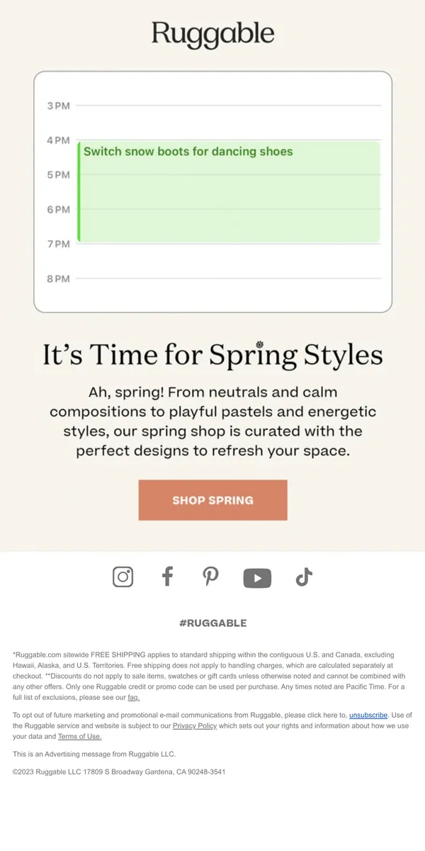 Email from Ruggable. Hello, Spring Styles! 🌸