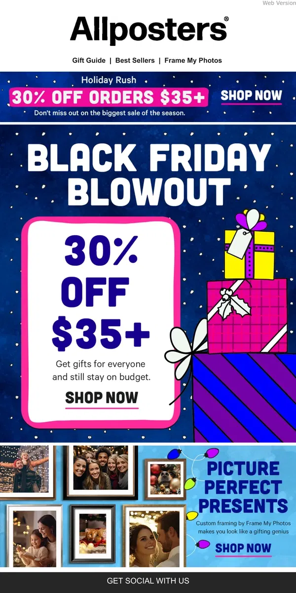 Email from AllPosters. Get 30% off $35+