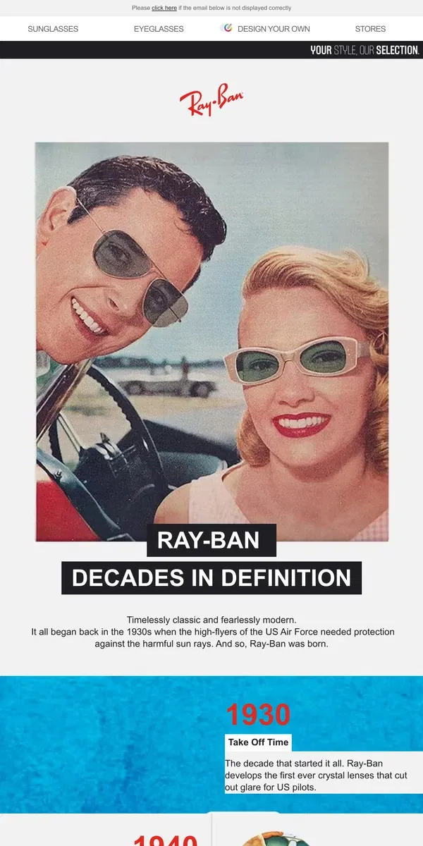 Email from Ray-Ban. The Ray-Ban Legacy is waiting for you