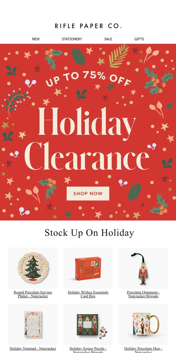 Email from Rifle Paper Co.. Holiday Clearance 🎄