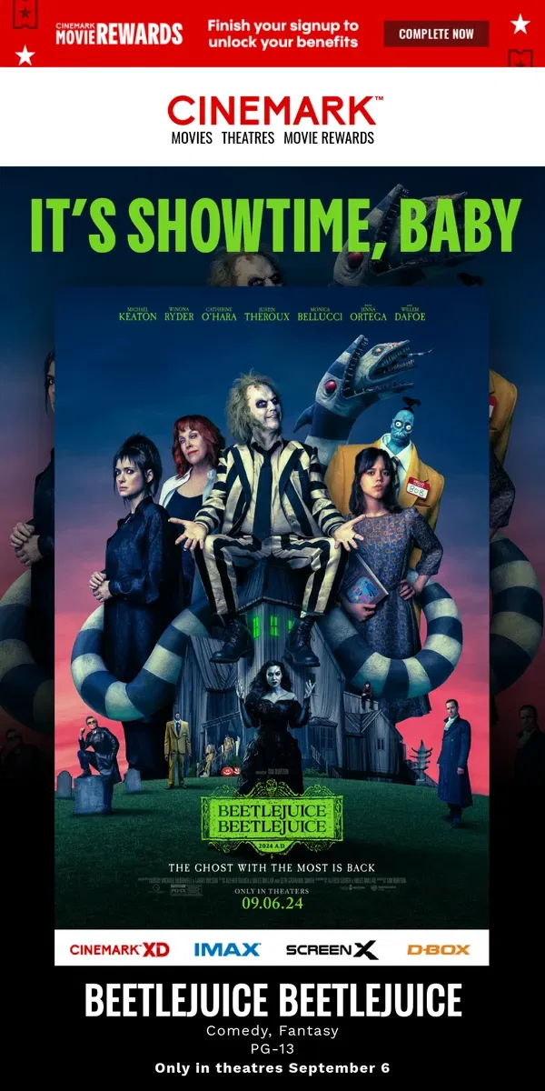 Email from Cinemark. BEETLEJUICE. BEETLEJUICE. BEETLEJUICE.